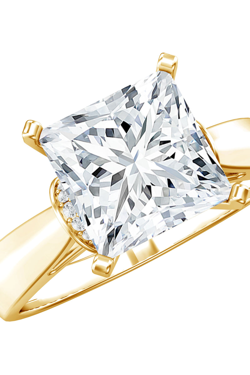 Rosec Jewels Lab Grown 4 Carat Diamond Princess Cut Engagement Ring with IGI Certificate
