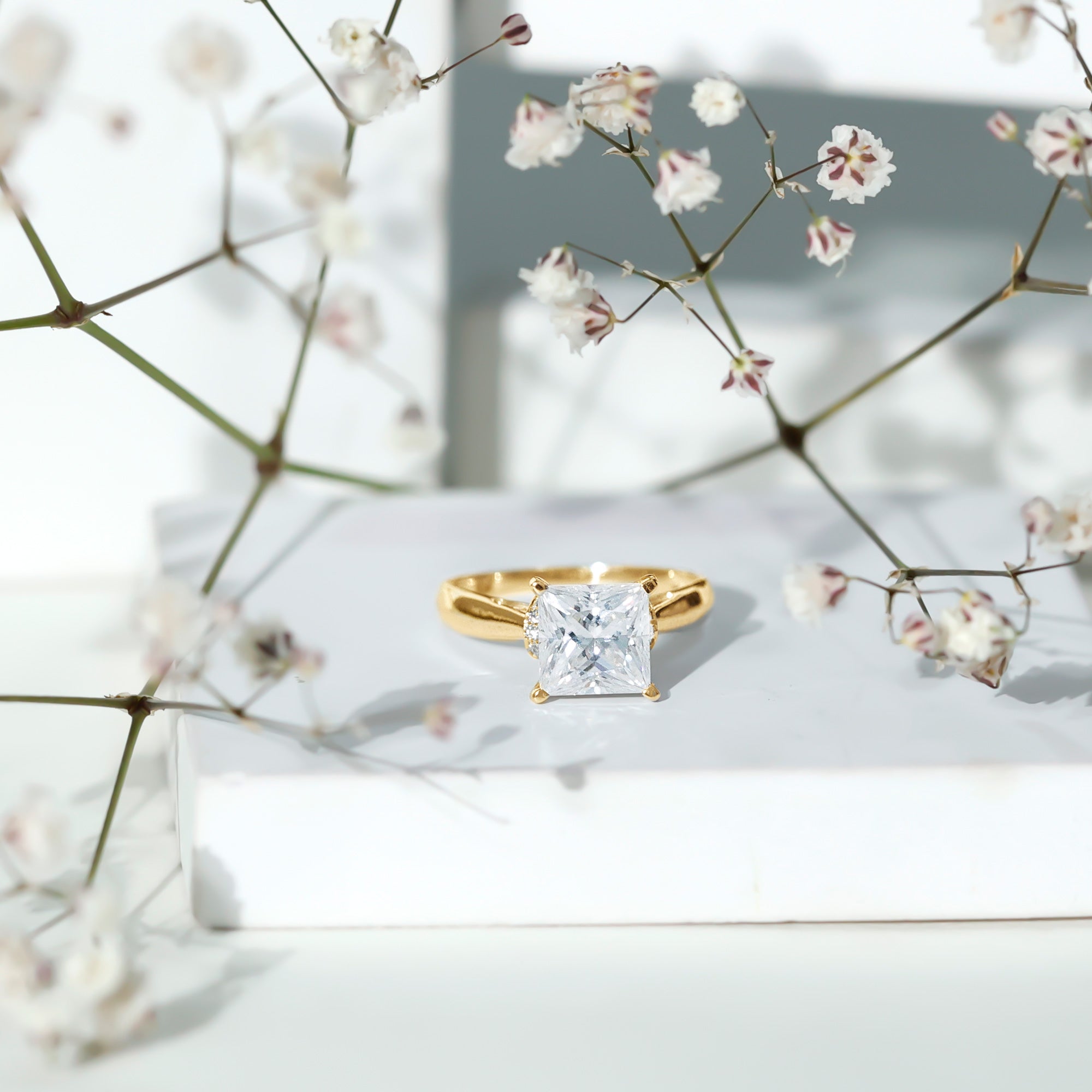 Lab Grown 4 Carat Diamond Princess Cut Engagement Ring with IGI Certificate Lab - ( E-VS1 ) - Rosec Jewels