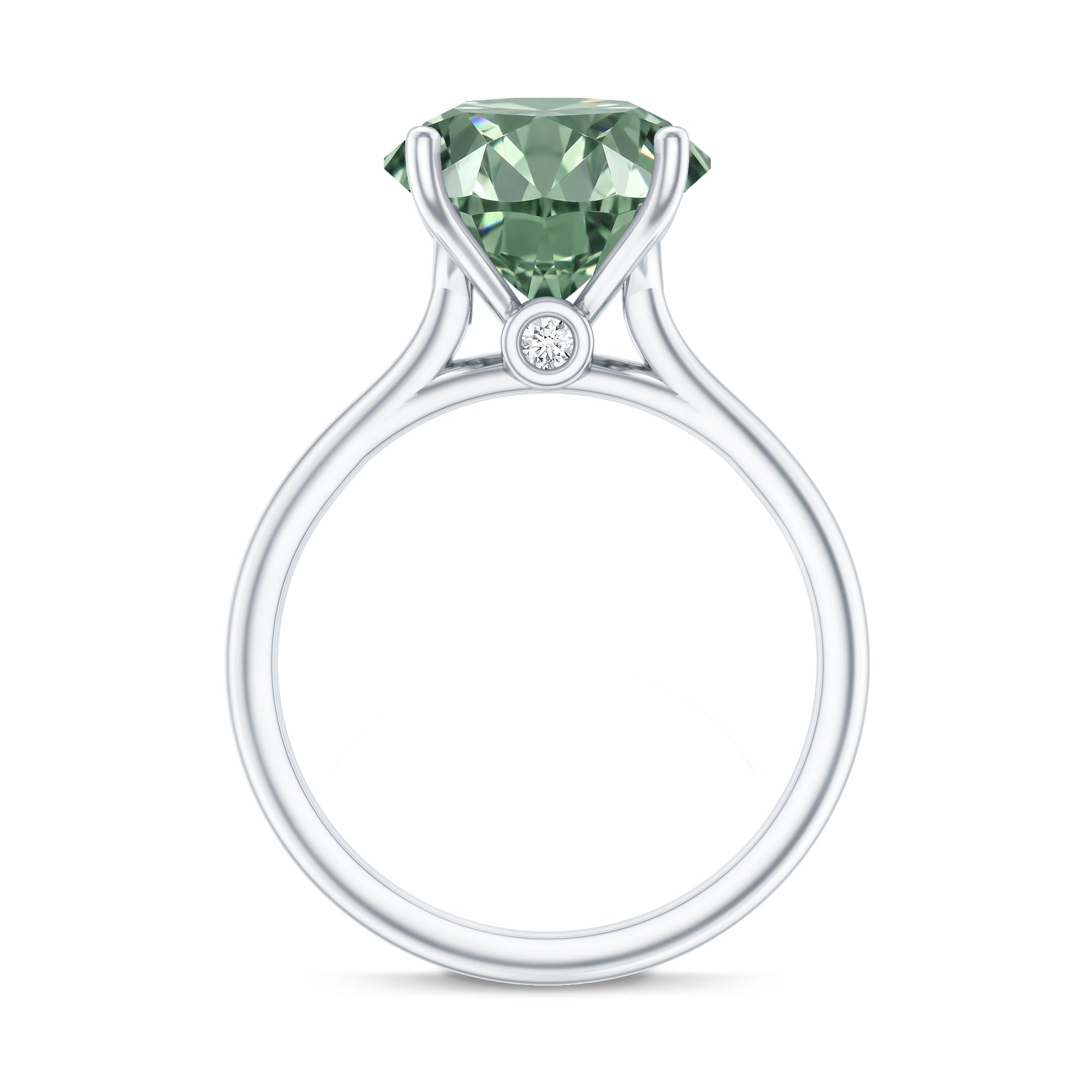 Rosec Jewels-IGI Certified Huge Lab Grown Green Diamond Solitaire Engagement Ring 5 Carat
