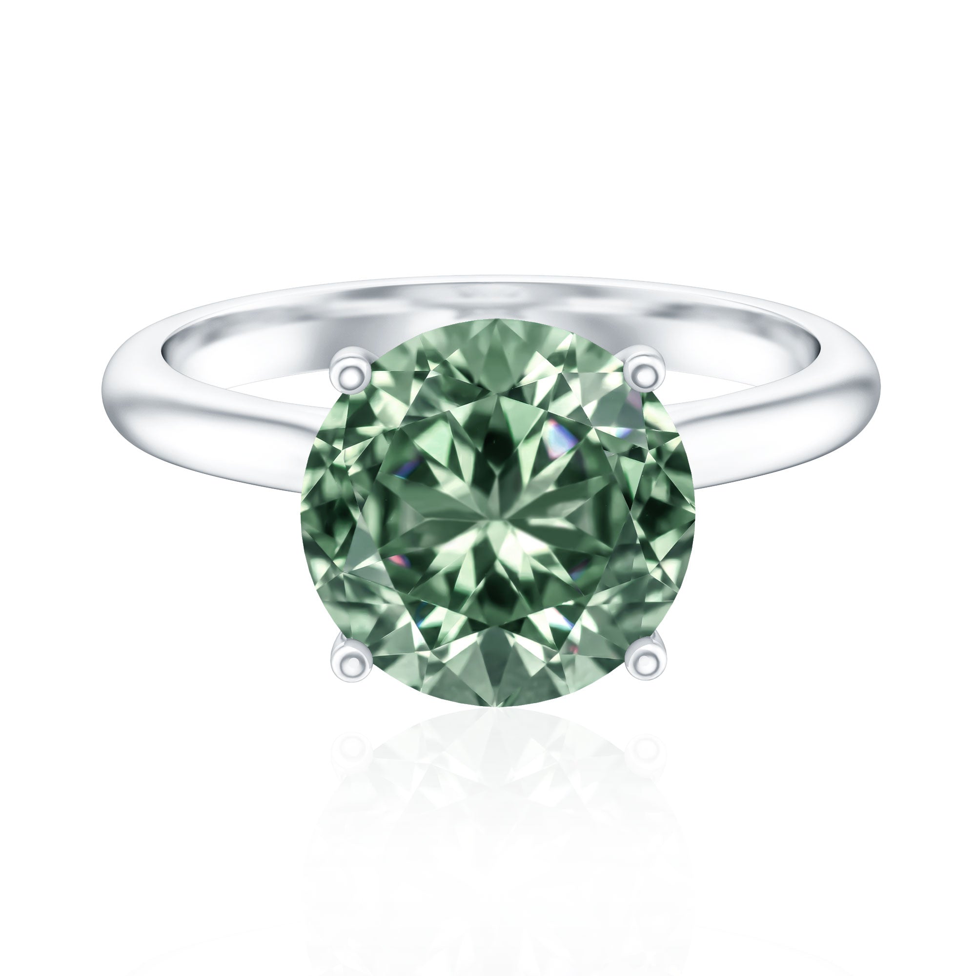 Rosec Jewels-IGI Certified Huge Lab Grown Green Diamond Solitaire Engagement Ring 5 Carat