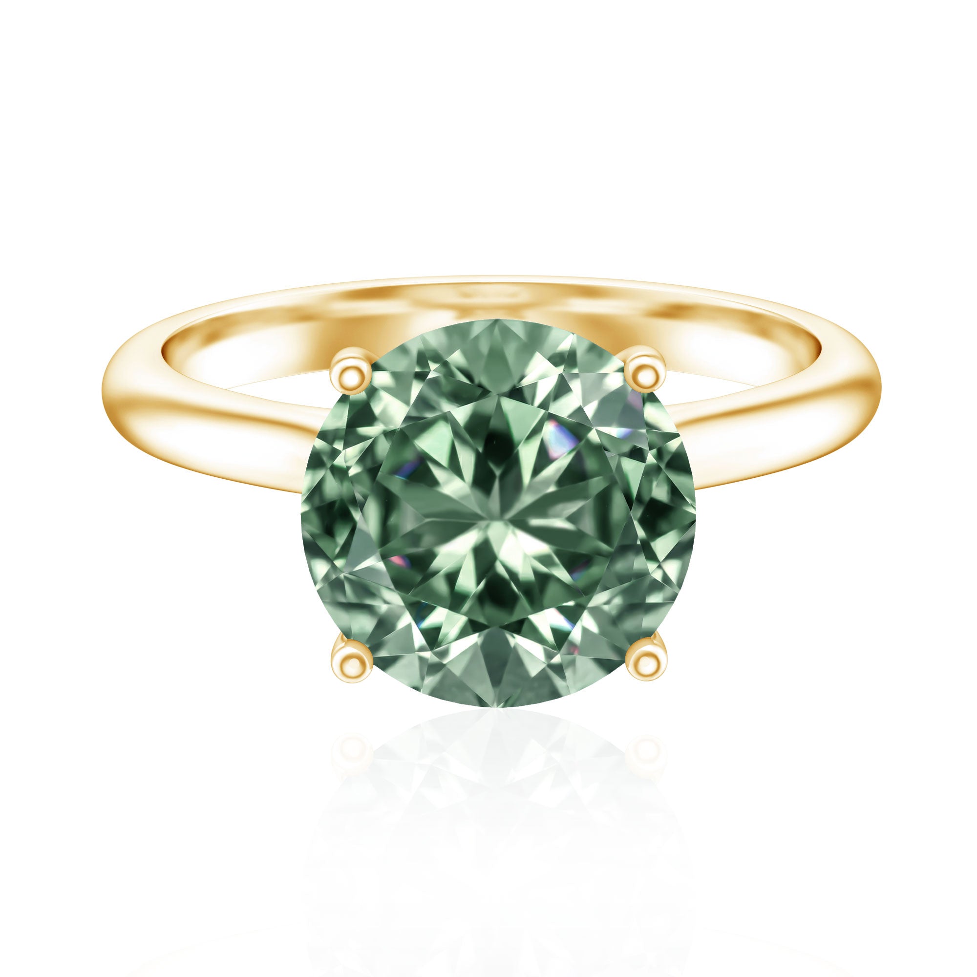 Rosec Jewels-IGI Certified Huge Lab Grown Green Diamond Solitaire Engagement Ring 5 Carat