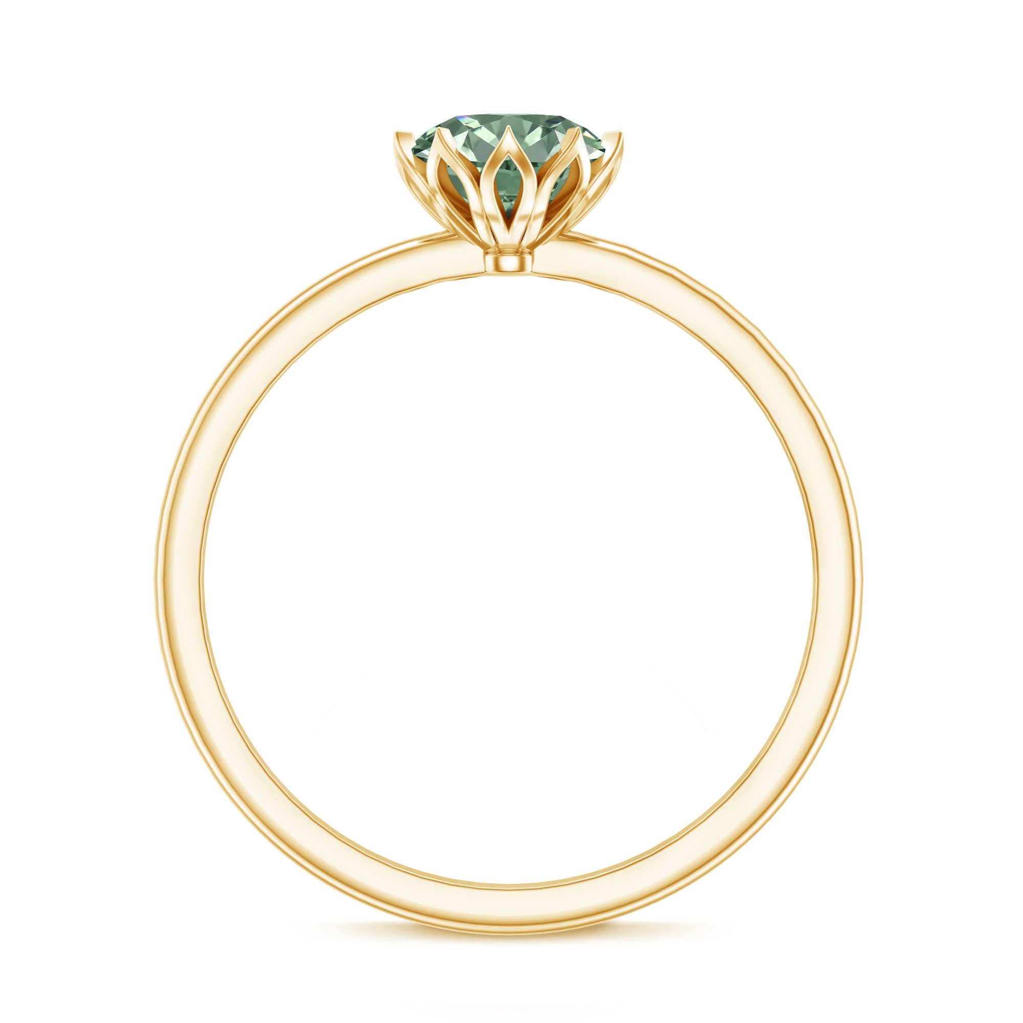 Rosec Jewels-1 Carat Lab Grown Green Diamond Lotus Basket Engagement Ring with IGI Certificate