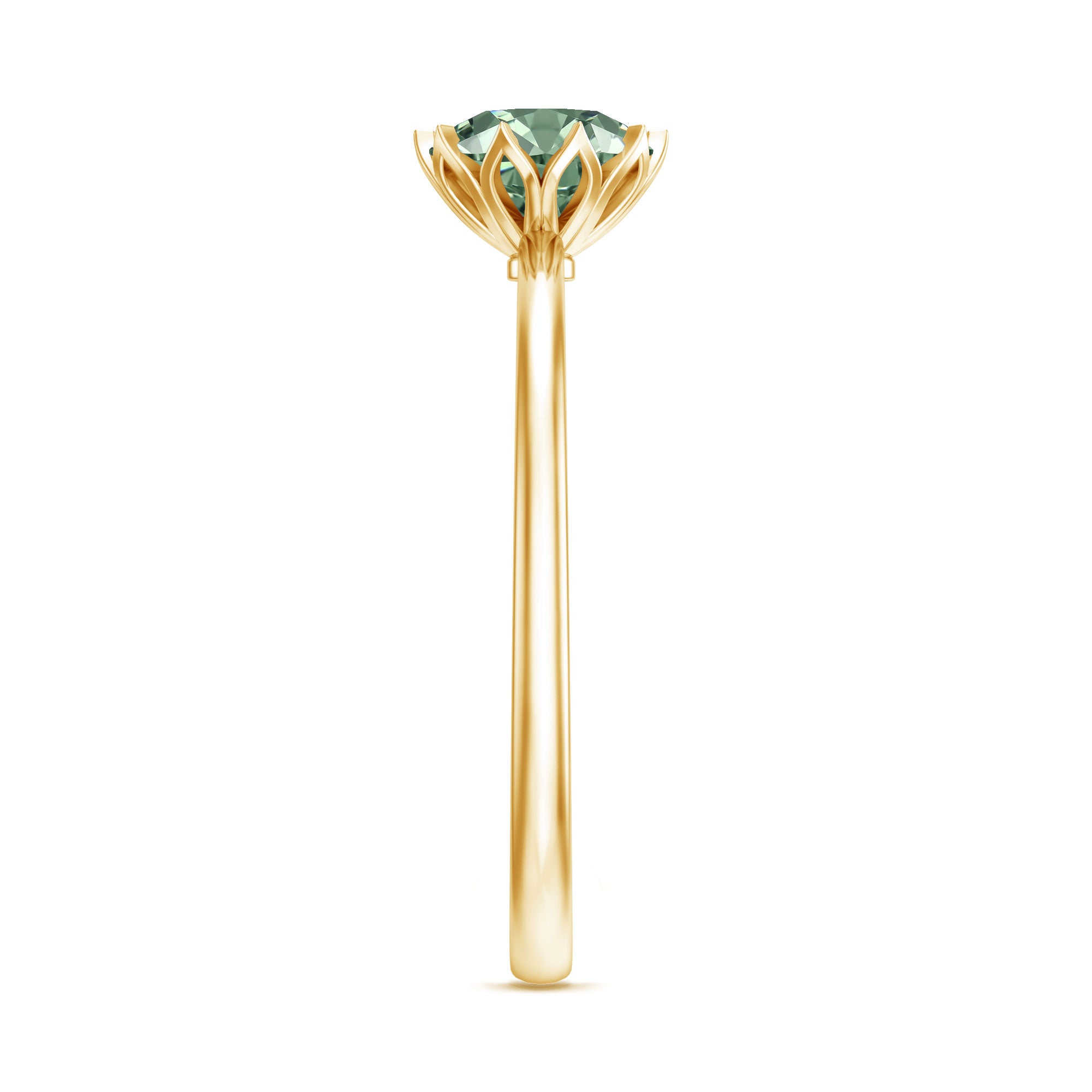 Rosec Jewels-1 Carat Lab Grown Green Diamond Lotus Basket Engagement Ring with IGI Certificate