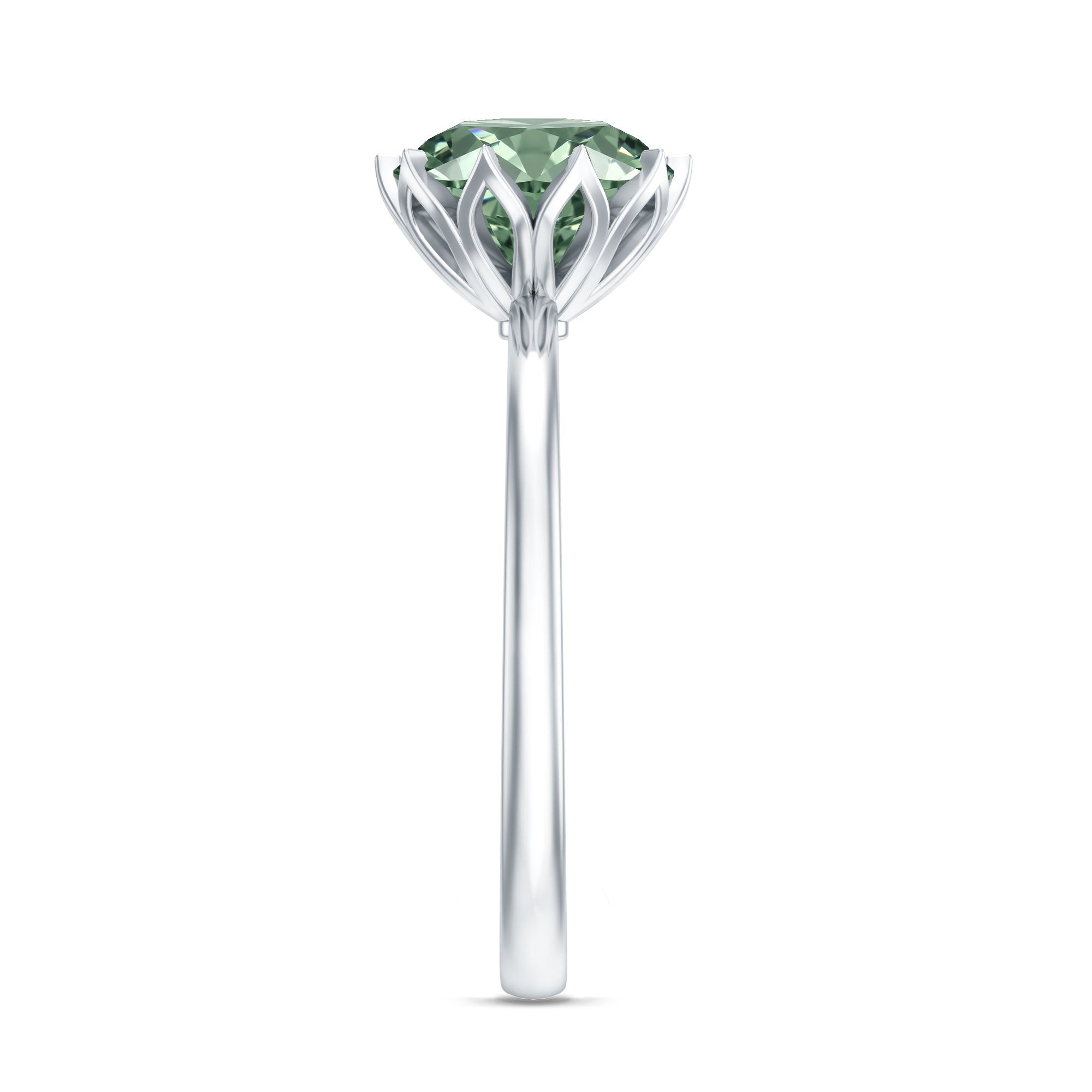 Rosec Jewels-IGI Certified 3 Carat Lab Grown Green Diamond Solitaire Engagement Ring in Lotus Basket Setting