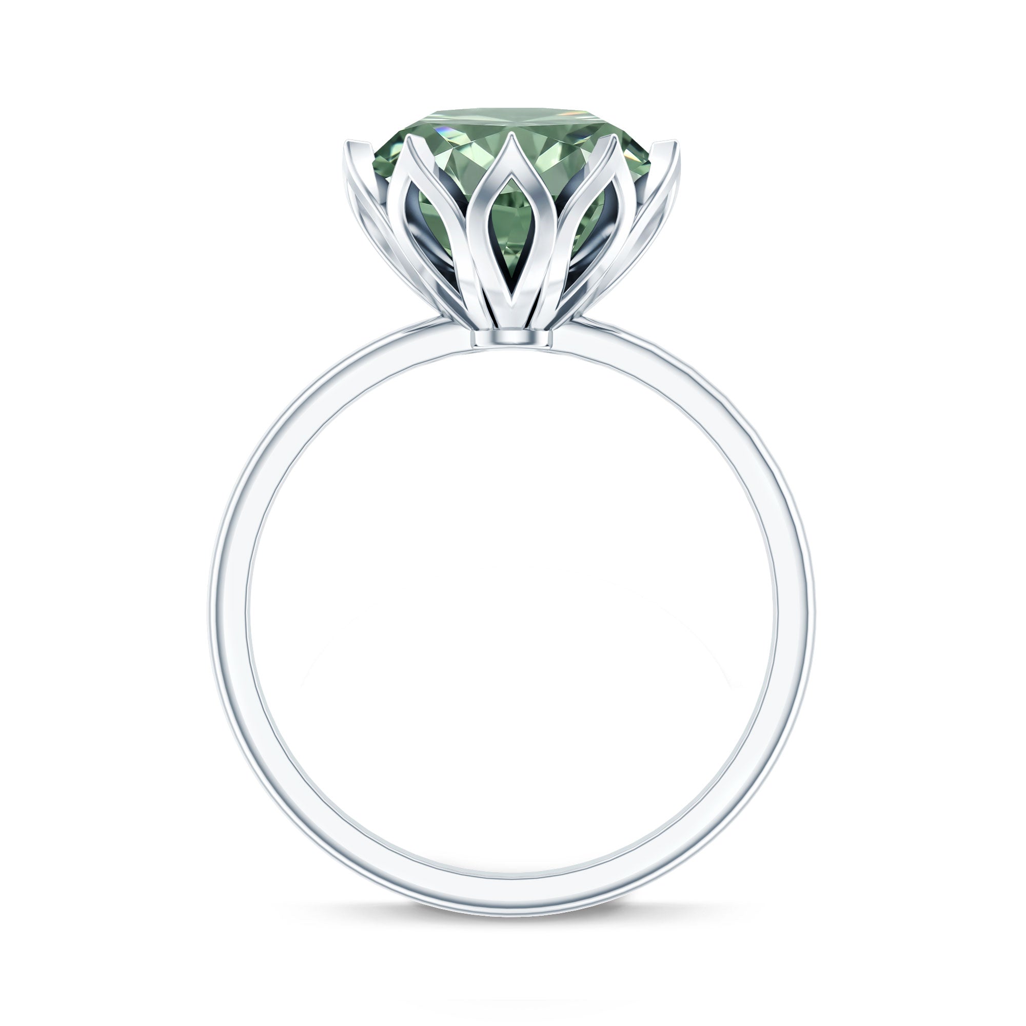 Rosec Jewels-Lotus Basket Set 4 Carat Lab Grown Green Diamond Solitaire Engagement Ring IGI Certified