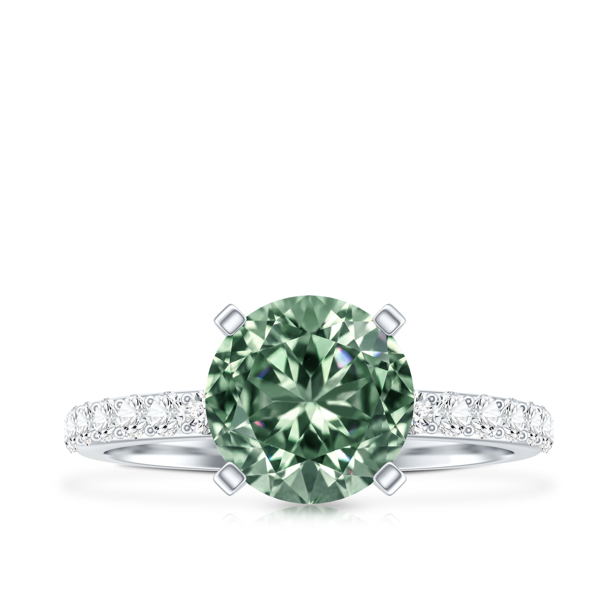 Round 2 Carat Lab Grown Green Diamond Engagement Ring with IGI Certificate Vivid Green - VS1 - Rosec Jewels