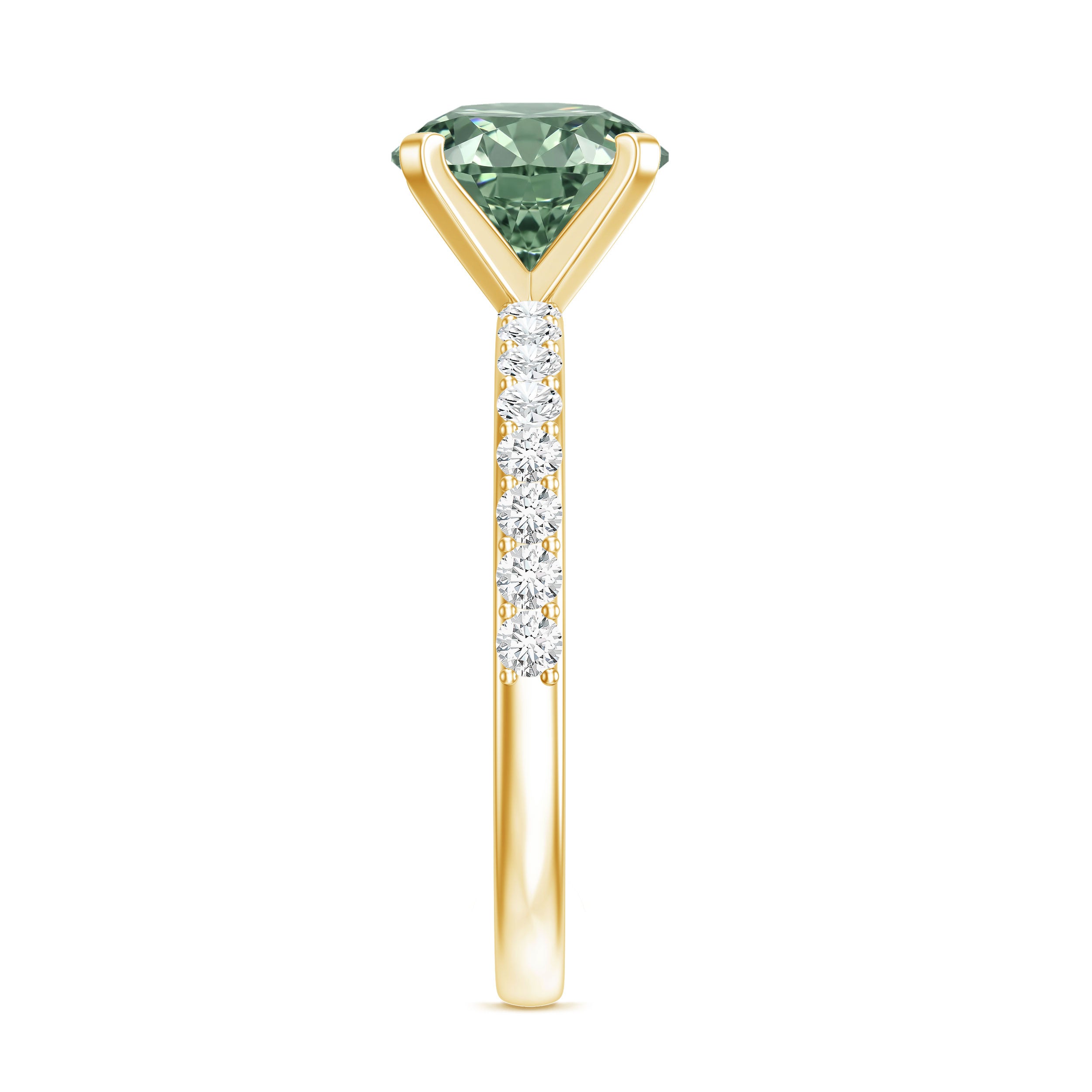 Round 2 Carat Lab Grown Green Diamond Engagement Ring with IGI Certificate Vivid Green - VS1 - Rosec Jewels