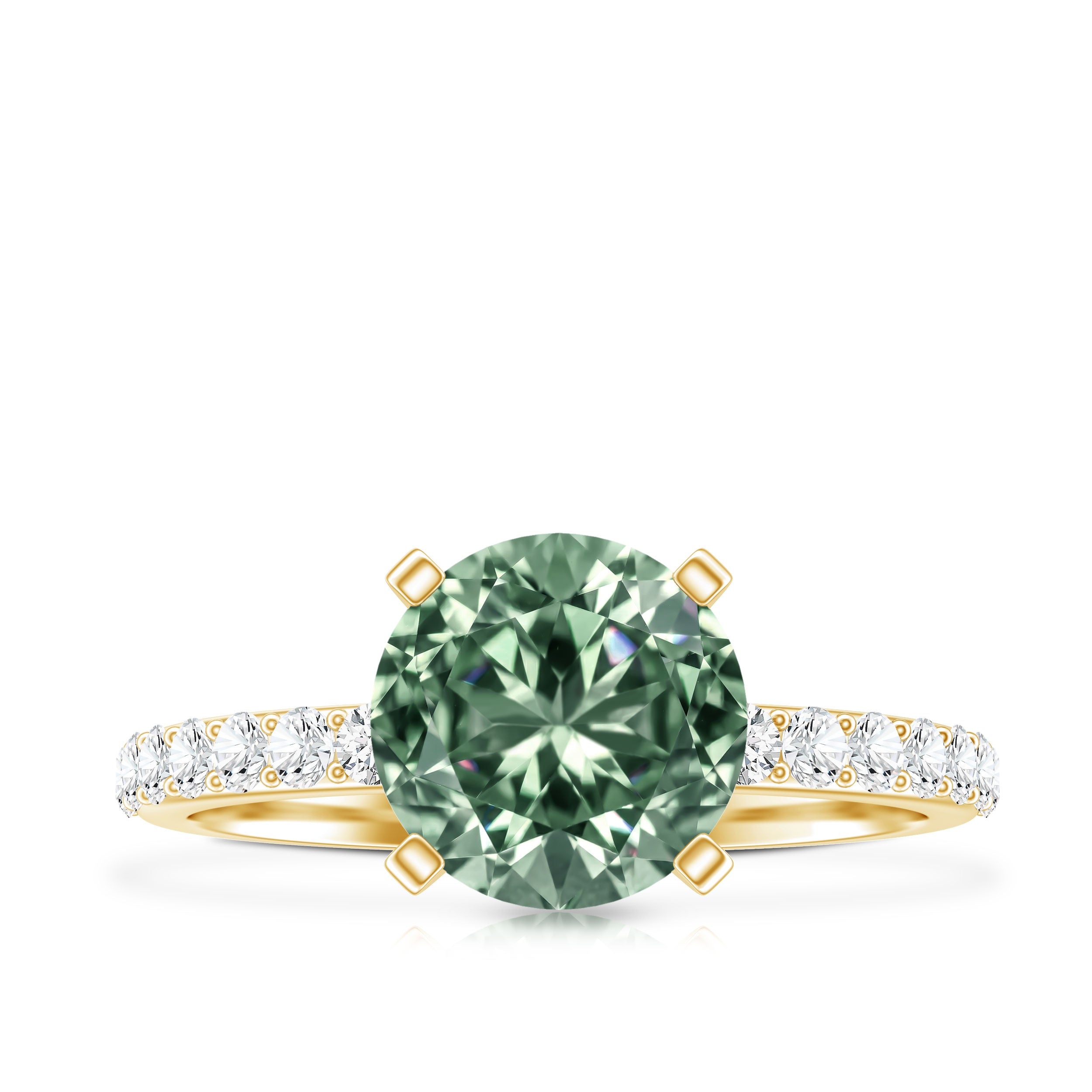 Round 2 Carat Lab Grown Green Diamond Engagement Ring with IGI Certificate Vivid Green - VS1 - Rosec Jewels