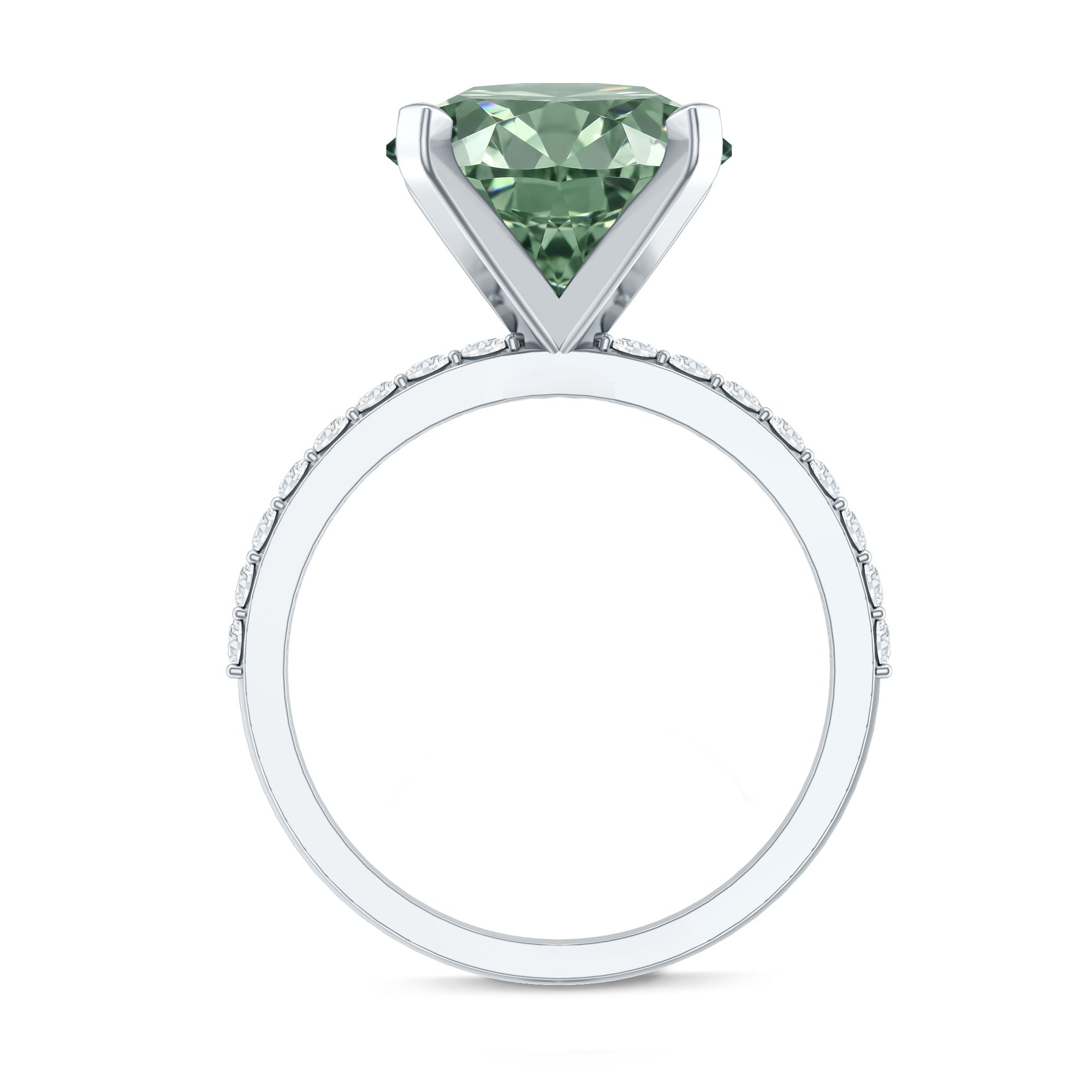 Rosec Jewels-IGI Certified Solitaire 5 Carat Lab Grown Green Diamond Engagement Ring with Side Stones