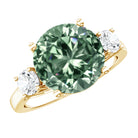 5 Carat Lab Grown Green Diamond Three Stone Engagement Ring with IGI Certificate Vivid Green - VS1 - Rosec Jewels