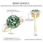 5 Carat Lab Grown Green Diamond Three Stone Engagement Ring with IGI Certificate Vivid Green - VS1 - Rosec Jewels