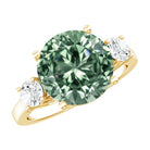 Rosec Jewels-IGI Certified 3 Carat Lab Grown Green Diamond Triple Stone Engagement Ring