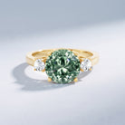 IGI Certified 3 Carat Lab Grown Green Diamond Triple Stone Engagement Ring Vivid Green - VS1 - Rosec Jewels