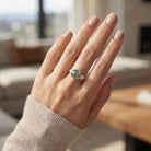 IGI Certified 3 Carat Lab Grown Green Diamond Triple Stone Engagement Ring Vivid Green - VS1 - Rosec Jewels