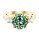 Rosec Jewels-IGI Certified 3 Carat Lab Grown Green Diamond Triple Stone Engagement Ring