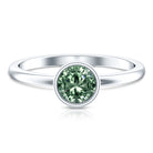 Bezel Set 1 Carat Solitaire Engagement Ring with IGI Certified Lab Created Green Diamond Vivid Green - VS1 - Rosec Jewels