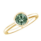 Bezel Set 1 Carat Solitaire Engagement Ring with IGI Certified Lab Created Green Diamond Vivid Green - VS1 - Rosec Jewels