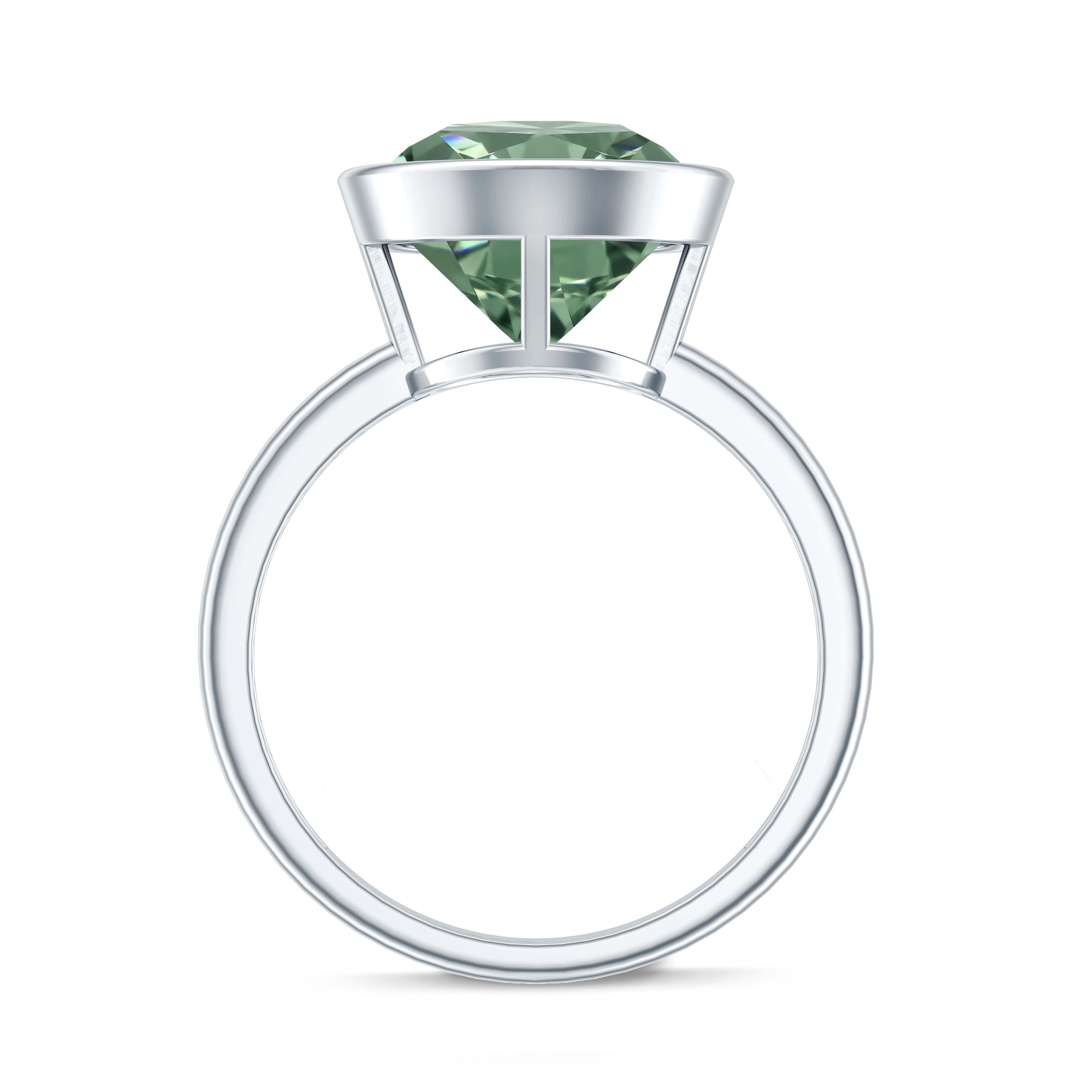 Rosec Jewels-Bezel Set 4 Carat Lab Grown Green Diamond Solitaire Engagement Ring with IGI Certificate