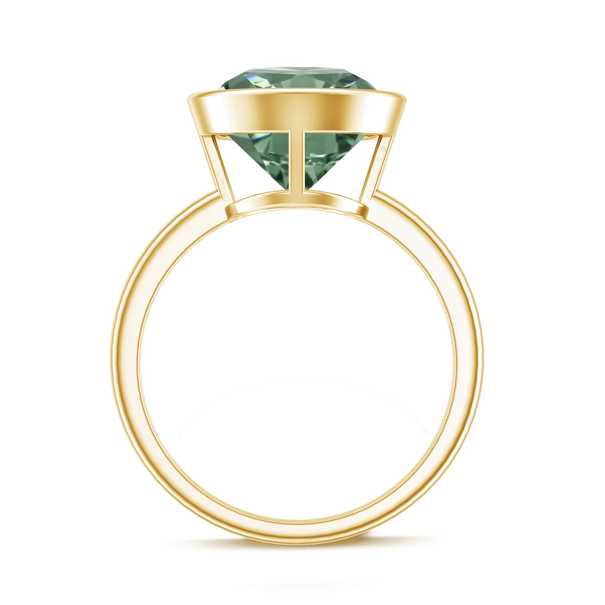 Rosec Jewels-Bezel Set 4 Carat Lab Grown Green Diamond Solitaire Engagement Ring with IGI Certificate