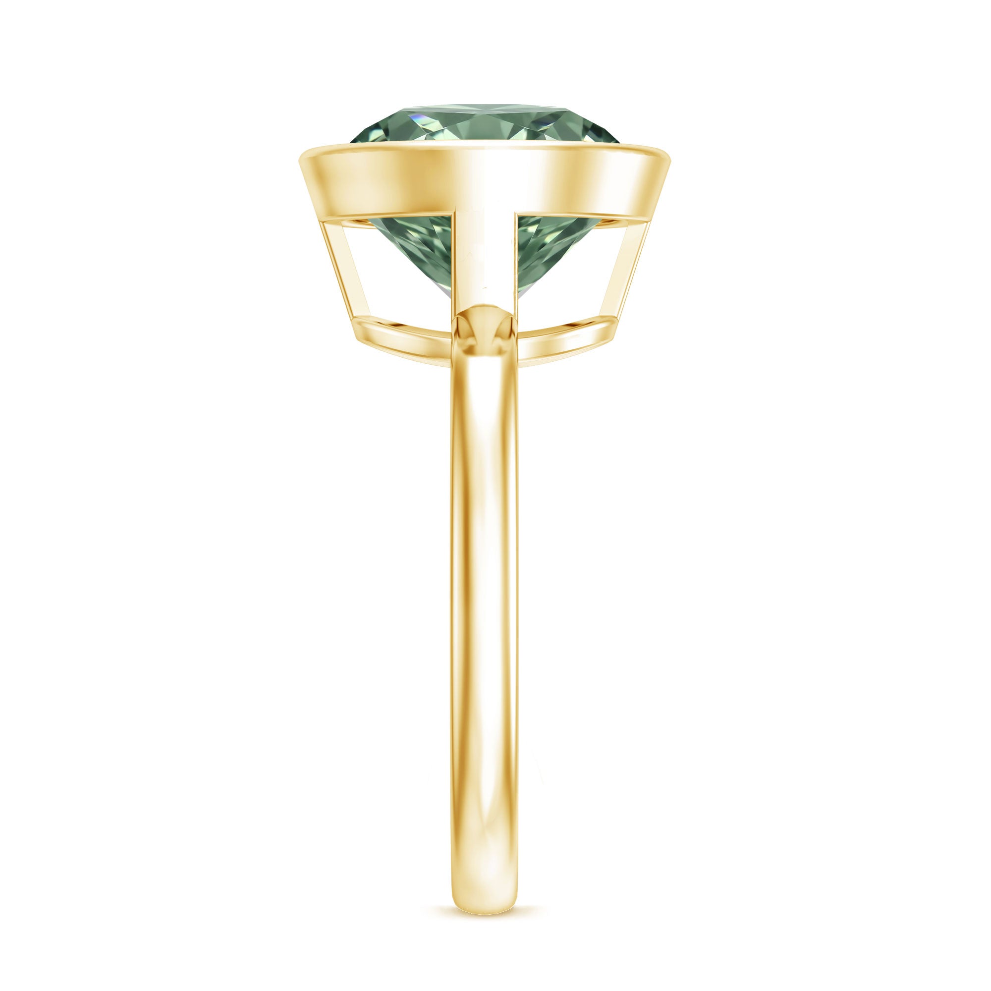 Rosec Jewels-Bezel Set 4 Carat Lab Grown Green Diamond Solitaire Engagement Ring with IGI Certificate