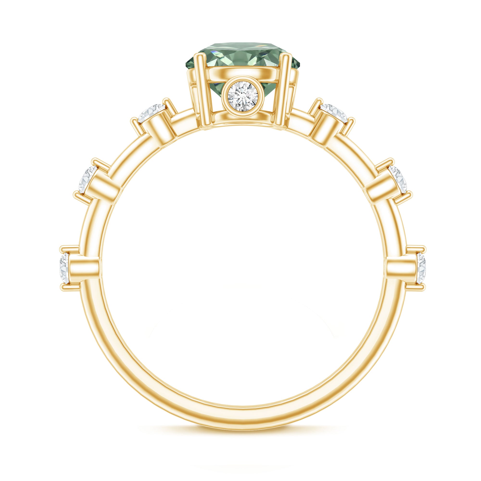 1 Carat Lab Grown Green Diamond Solitaire Engagement Ring IGI Certified Vivid Green - VS1 - Rosec Jewels