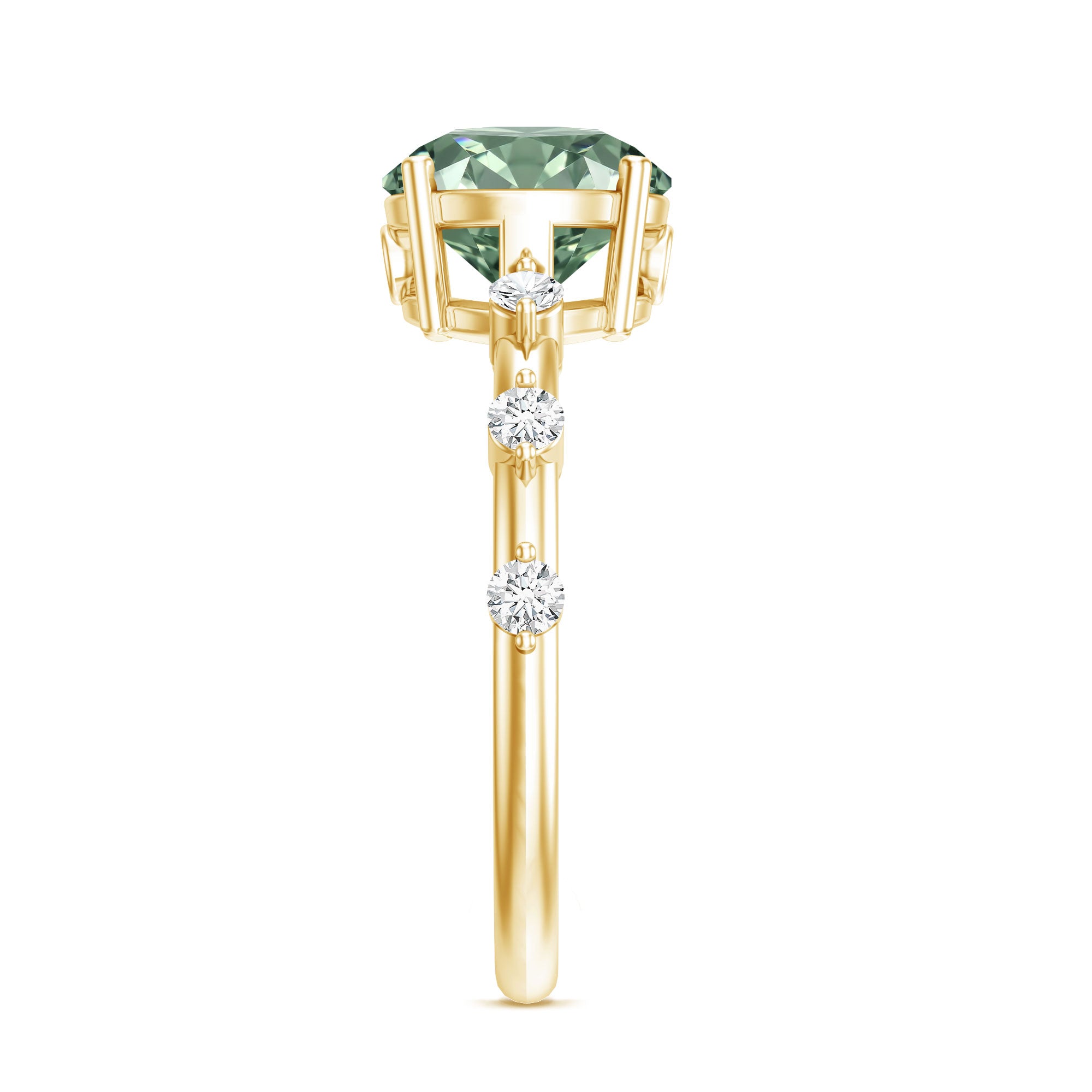 Rosec Jewels-Lab Grown 3 Carat Green Diamond Engagement Ring with IGI Certificate