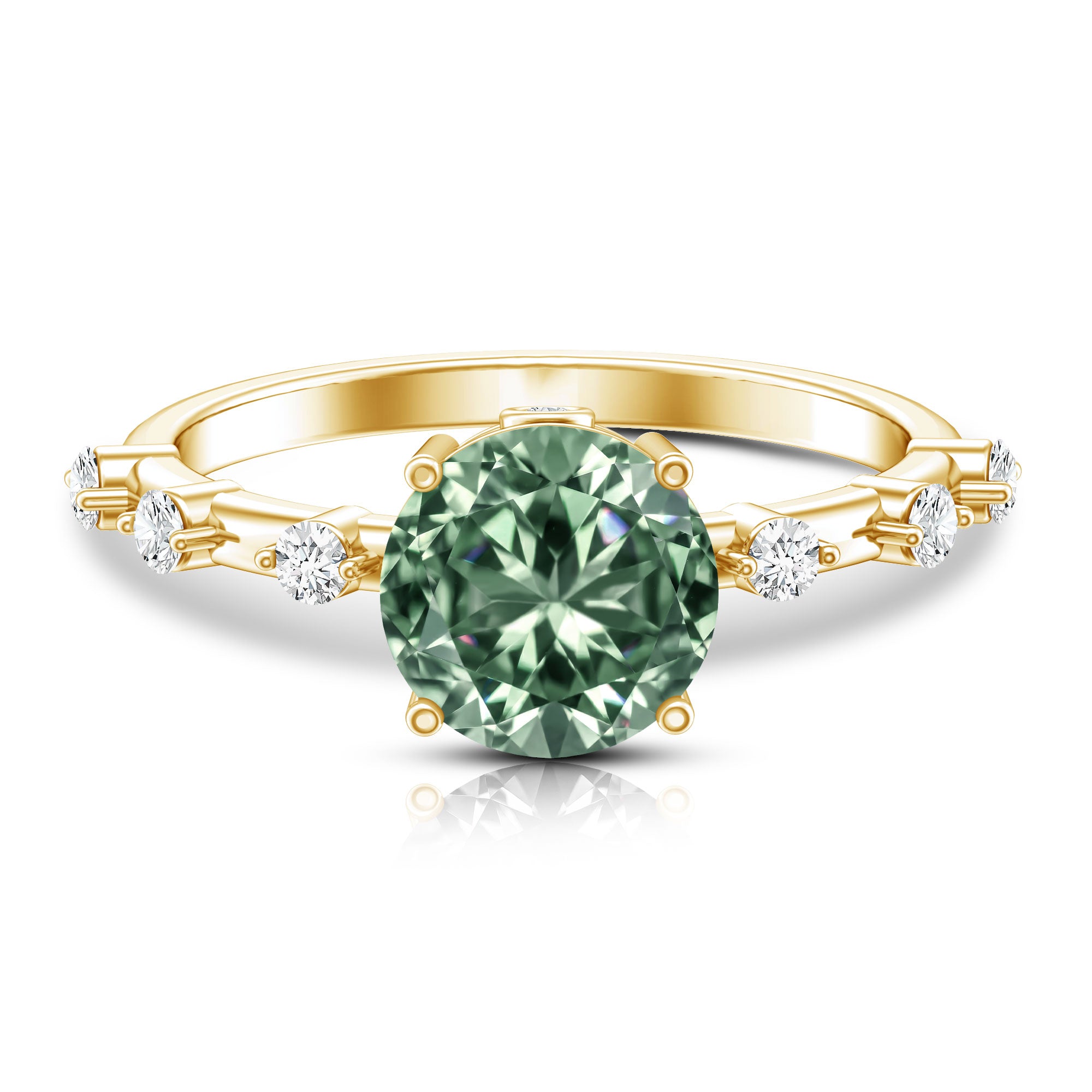 Rosec Jewels-Lab Grown 3 Carat Green Diamond Engagement Ring with IGI Certificate