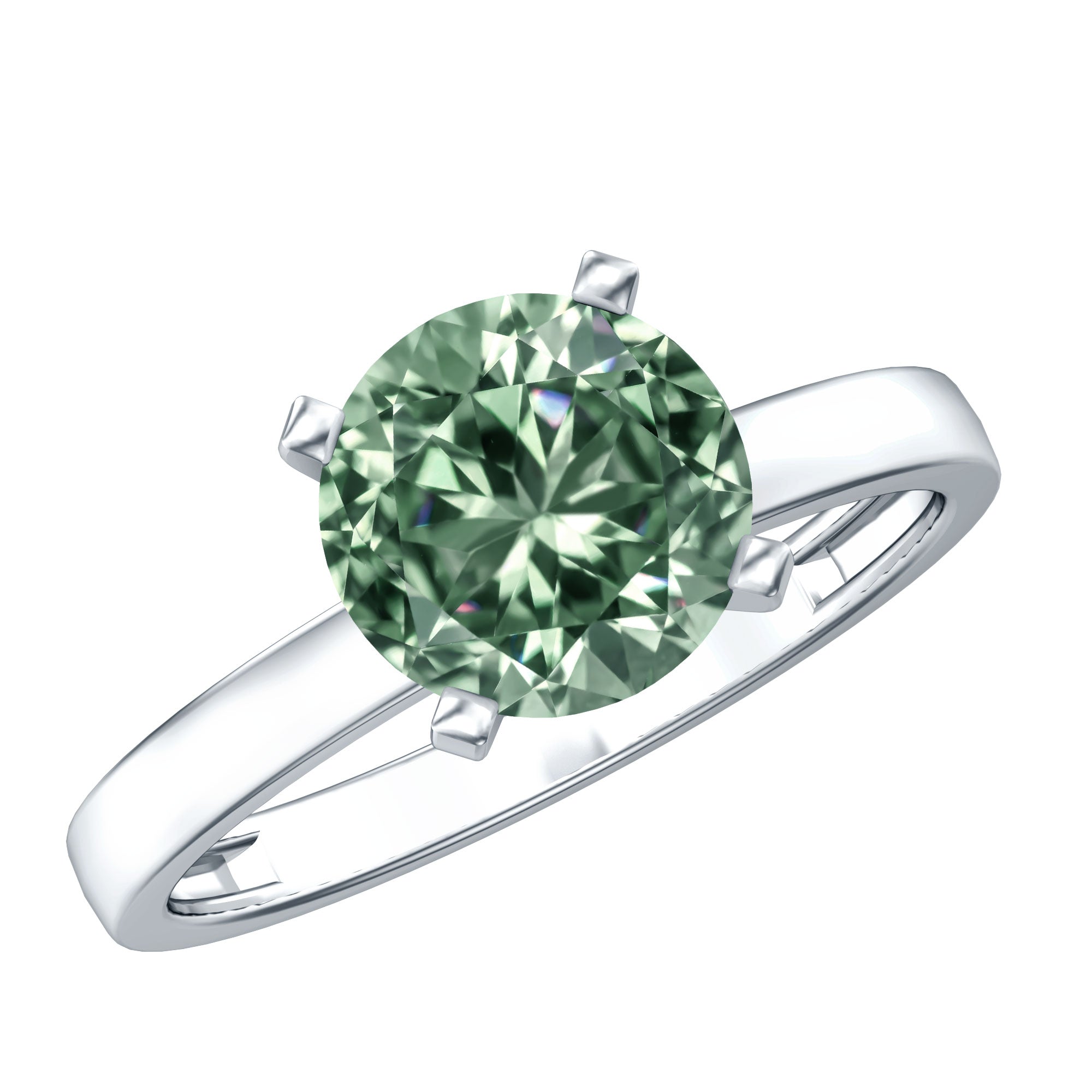 Rosec Jewels-IGI Certified 2 Carat Lab Grown Green Diamond Solitaire Engagement Ring in Peg Head Setting