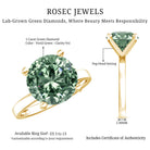 Rosec Jewels-Huge 5 Carat Lab Grown Green Diamond Solitaire Engagement Ring with IGI Certificate