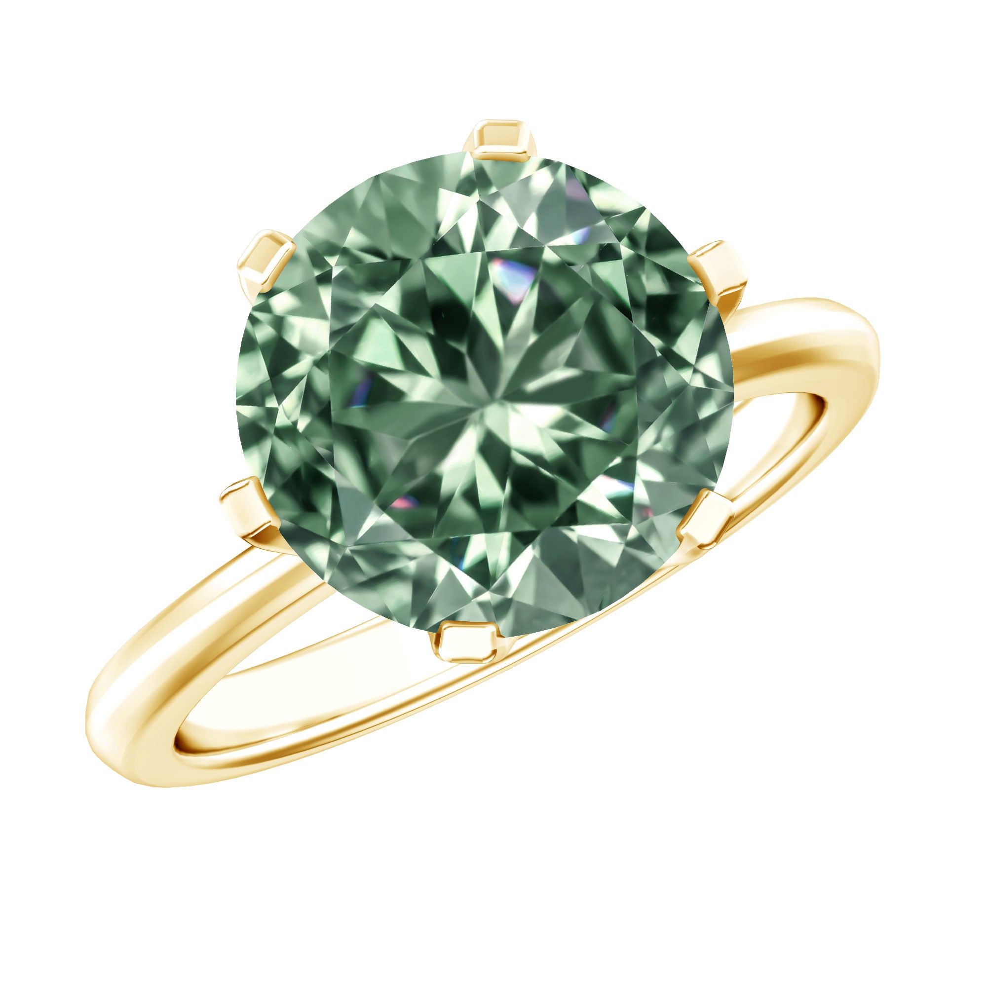 Rosec Jewels-IGI Certified Solitaire Lab Grown Green Diamond Big Engagement Ring 4 Carat