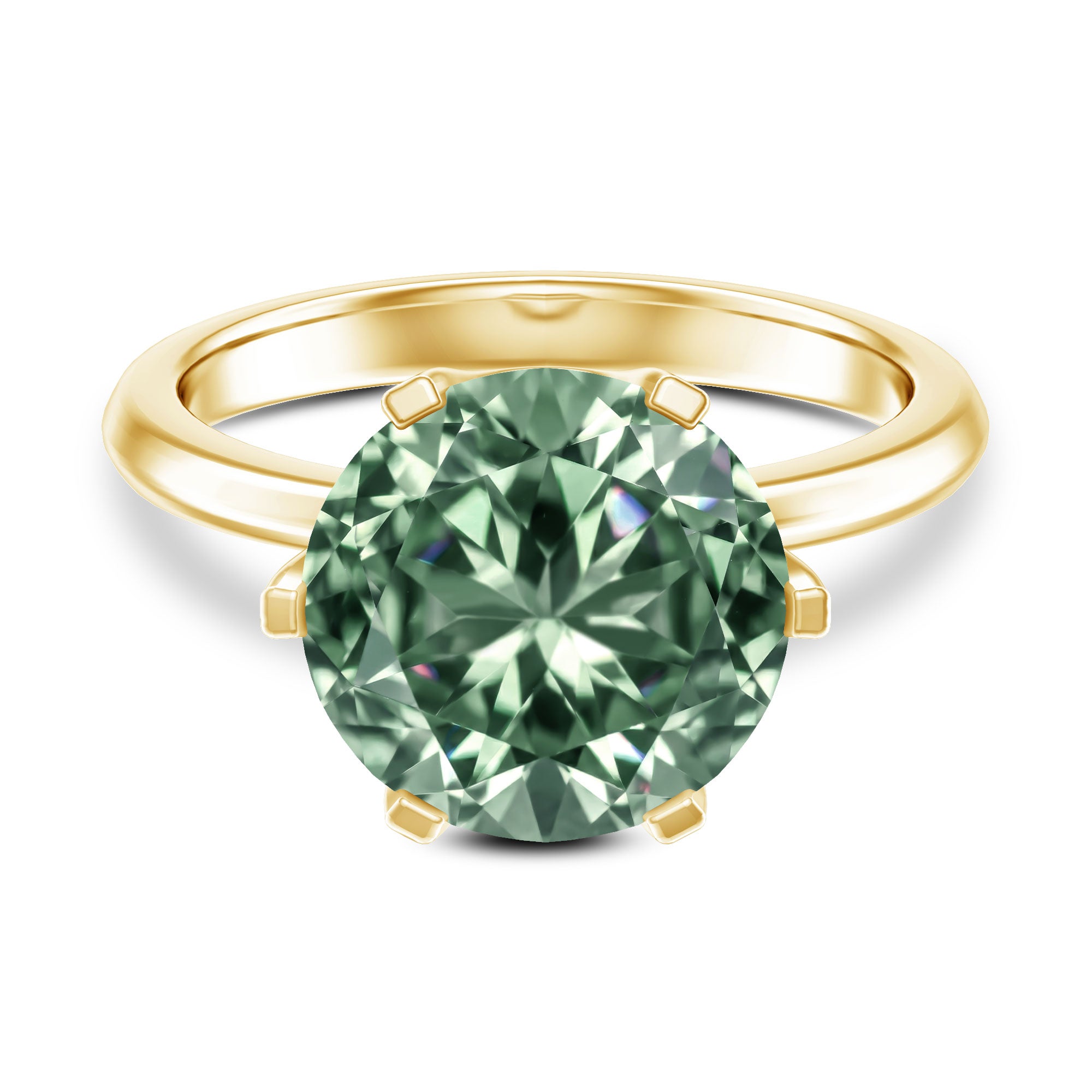 Rosec Jewels-IGI Certified Solitaire Lab Grown Green Diamond Big Engagement Ring 4 Carat