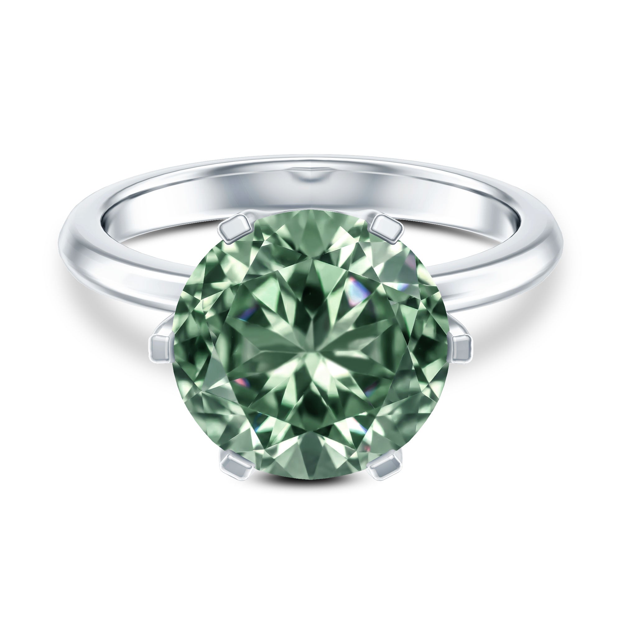 Rosec Jewels-Large 5 Carat Lab Grown Green Diamond Engagement Ring with IGI Certificate