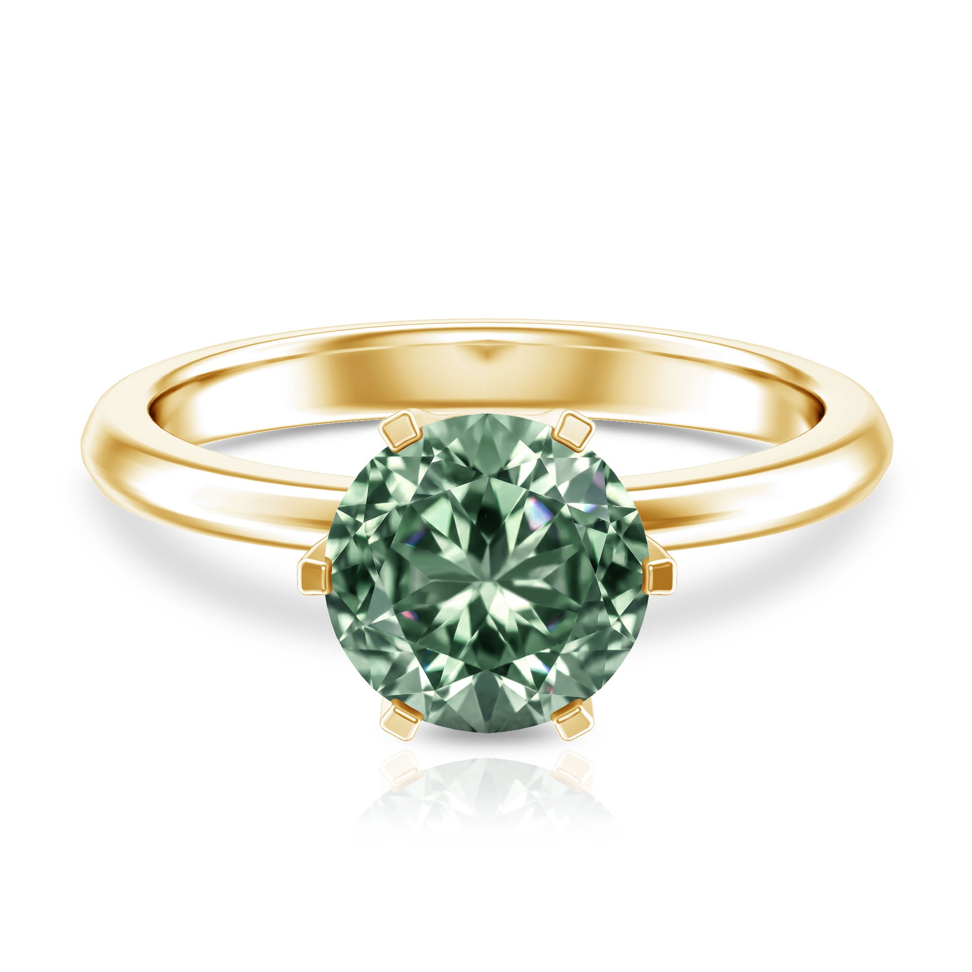 Rosec Jewels-Round Shaped 3 Carat Lab Grown Green Diamond Solitaire Ring with IGI Certificate