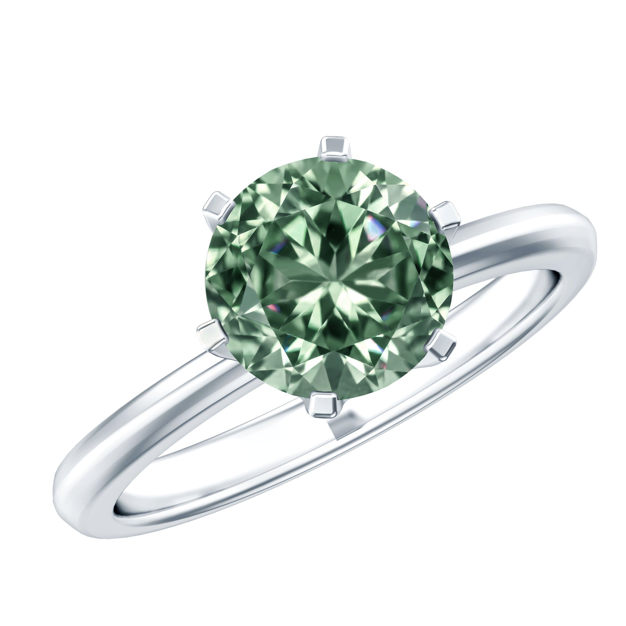 Rosec Jewels-2 Carat Lab Grown Vivid Green Diamond Solitaire Engagement Ring with IGI Certificate