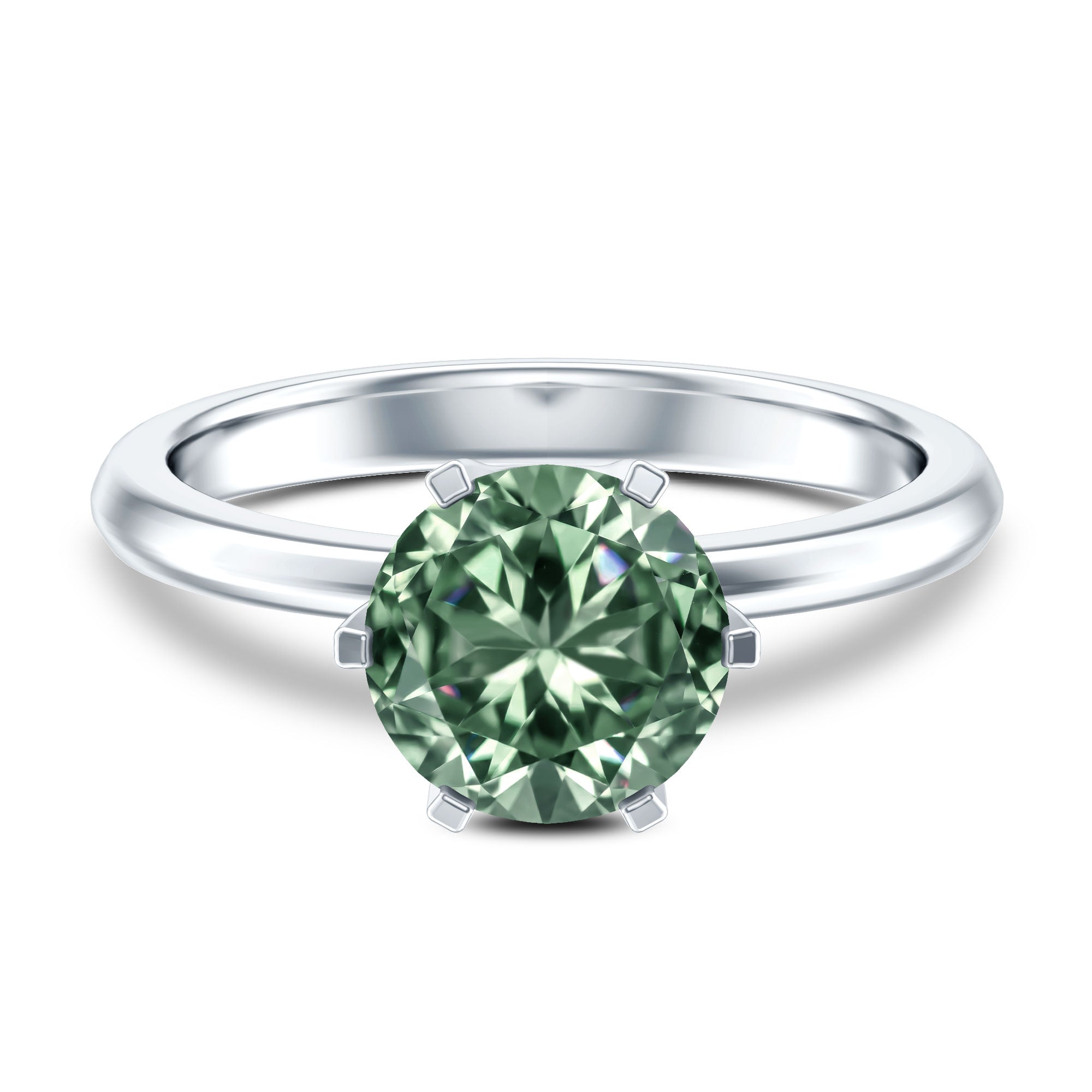 Rosec Jewels-2 Carat Lab Grown Vivid Green Diamond Solitaire Engagement Ring with IGI Certificate