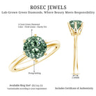 Rosec Jewels-2 Carat Lab Grown Vivid Green Diamond Solitaire Engagement Ring with IGI Certificate