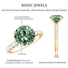 IGI Certified 3 Carat Round Lab Grown Green Diamond Solitaire Engagement Ring with Side Stones Vivid Green - VS1 - Rosec Jewels
