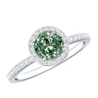Lab Grown 1 Carat Green Diamond Halo Engagement Ring with IGI Certificate Vivid Green - VS1 - Rosec Jewels