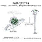 Lab Grown 1 Carat Green Diamond Halo Engagement Ring with IGI Certificate Vivid Green - VS1 - Rosec Jewels