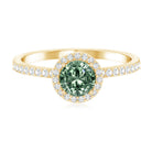 Lab Grown 1 Carat Green Diamond Halo Engagement Ring with IGI Certificate Vivid Green - VS1 - Rosec Jewels