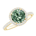 2 Carat IGI Certified Lab Grown Green Diamond Halo Engagement Ring for Women Vivid Green - VS1 - Rosec Jewels
