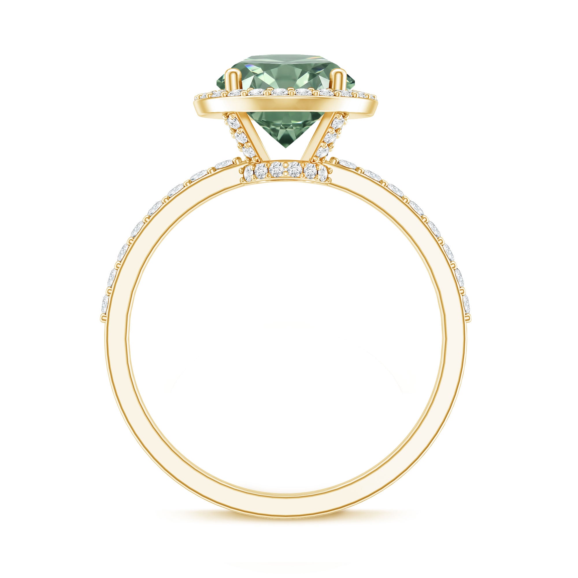 2 Carat IGI Certified Lab Grown Green Diamond Halo Engagement Ring for Women Vivid Green - VS1 - Rosec Jewels