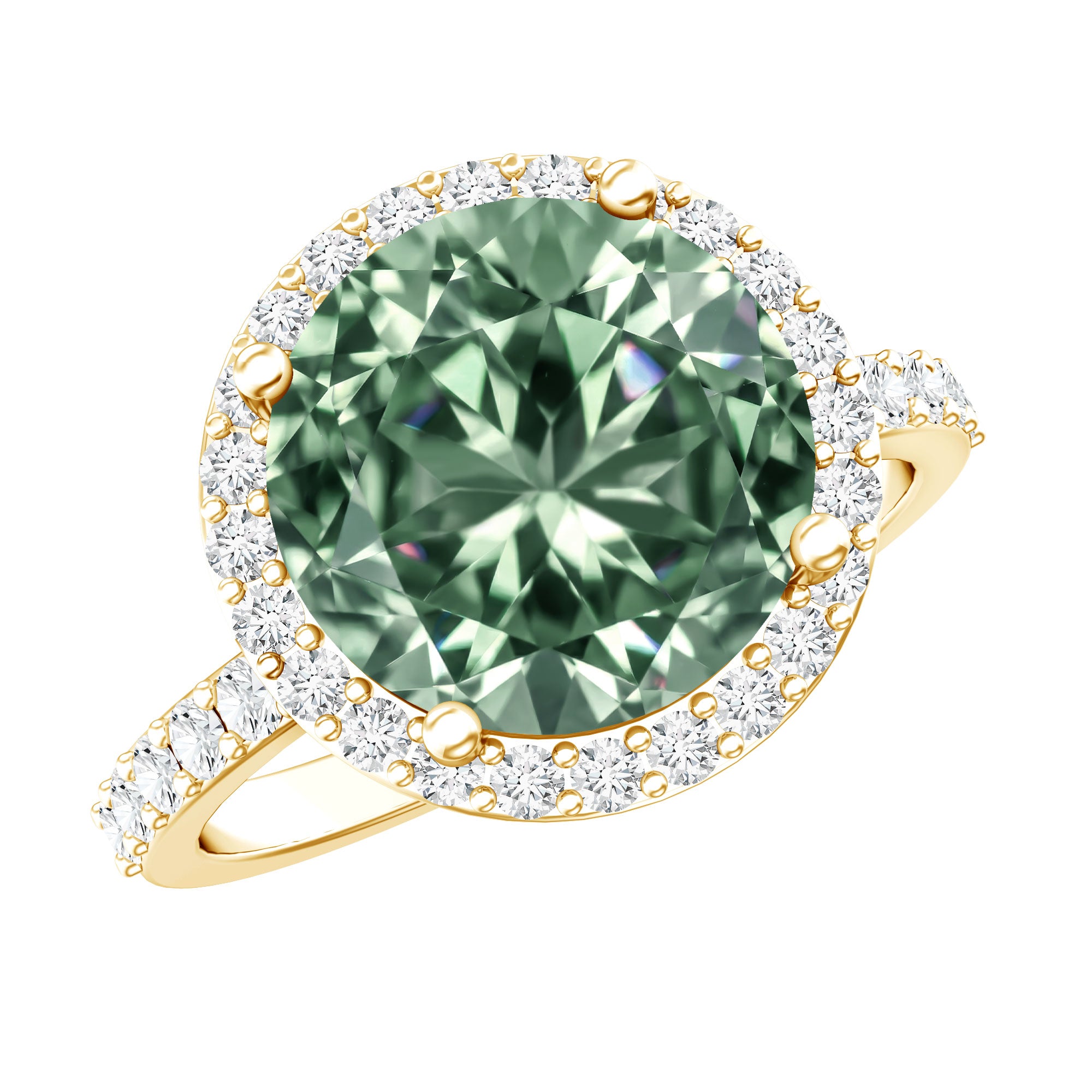 IGI Certified Lab Created Green Diamond Halo Engagement Ring 4 Carat Vivid Green - VS1 - Rosec Jewels