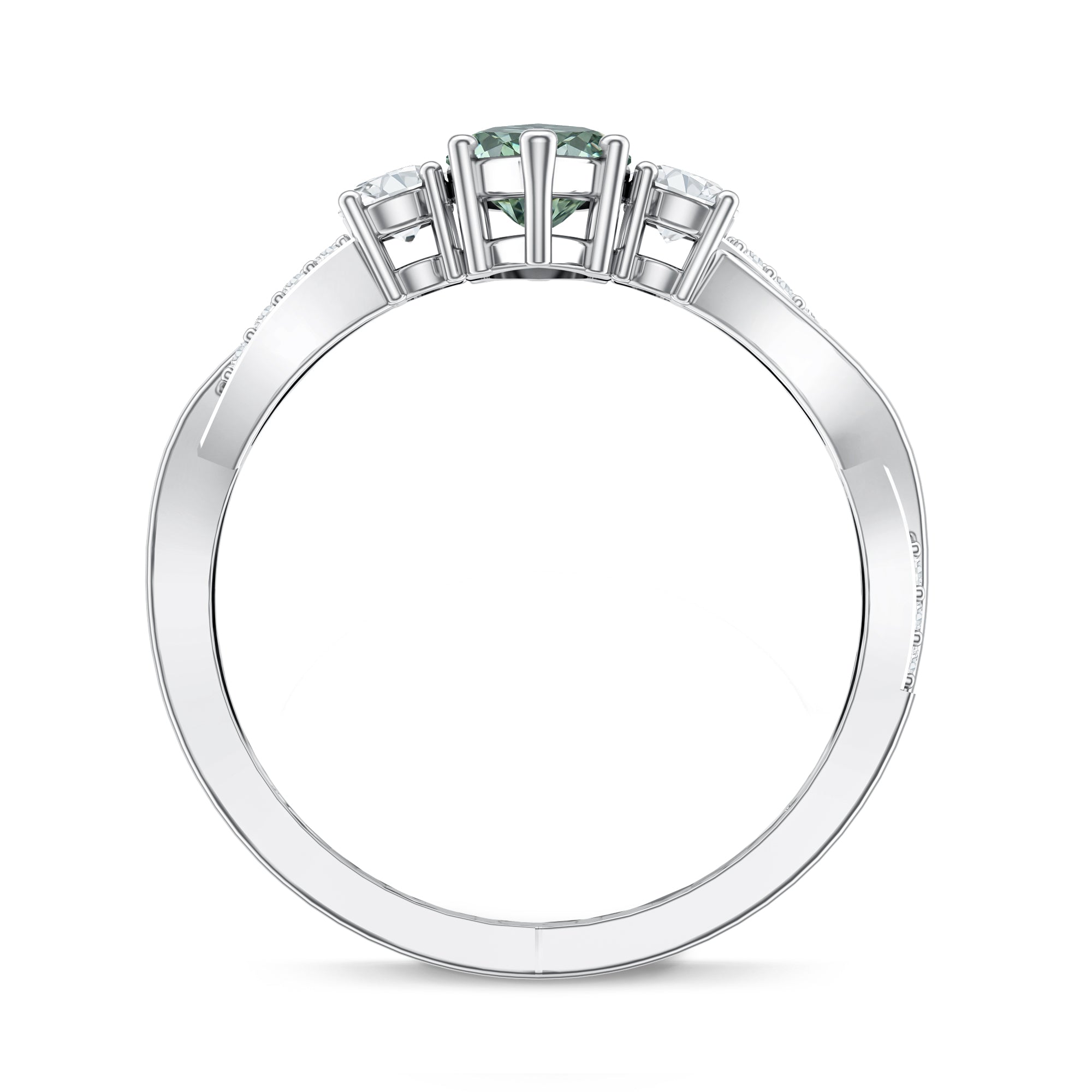 Rosec Jewels-2 Carat Marquise Cut Lab Green Diamond Crossover Engagement Ring with IGI Certificate