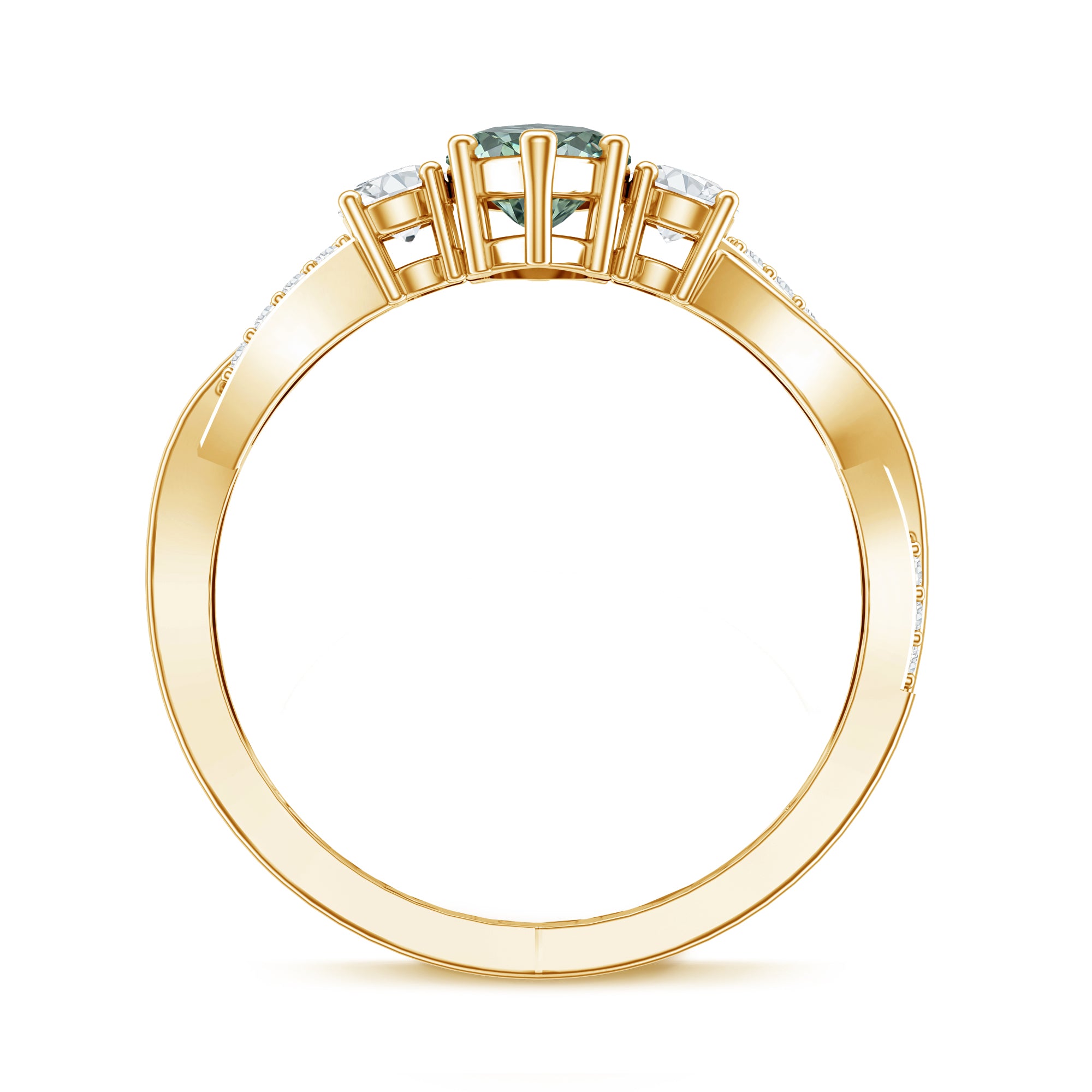 Rosec Jewels-2 Carat Marquise Cut Lab Green Diamond Crossover Engagement Ring with IGI Certificate