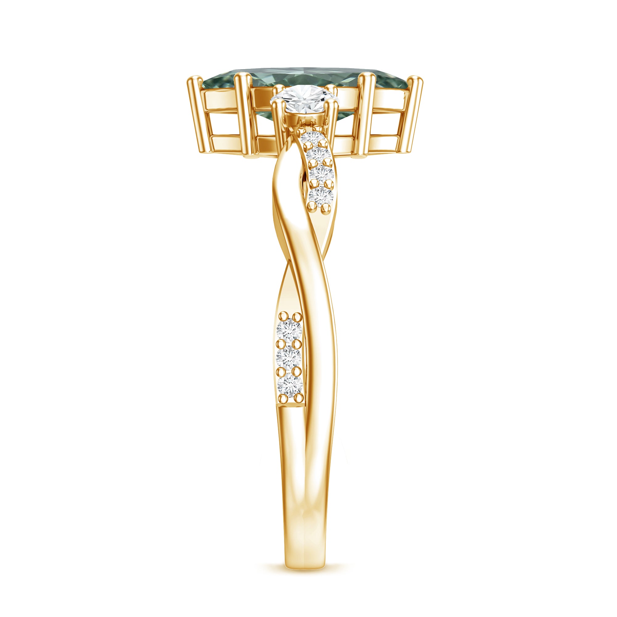Rosec Jewels-2 Carat Marquise Cut Lab Green Diamond Crossover Engagement Ring with IGI Certificate