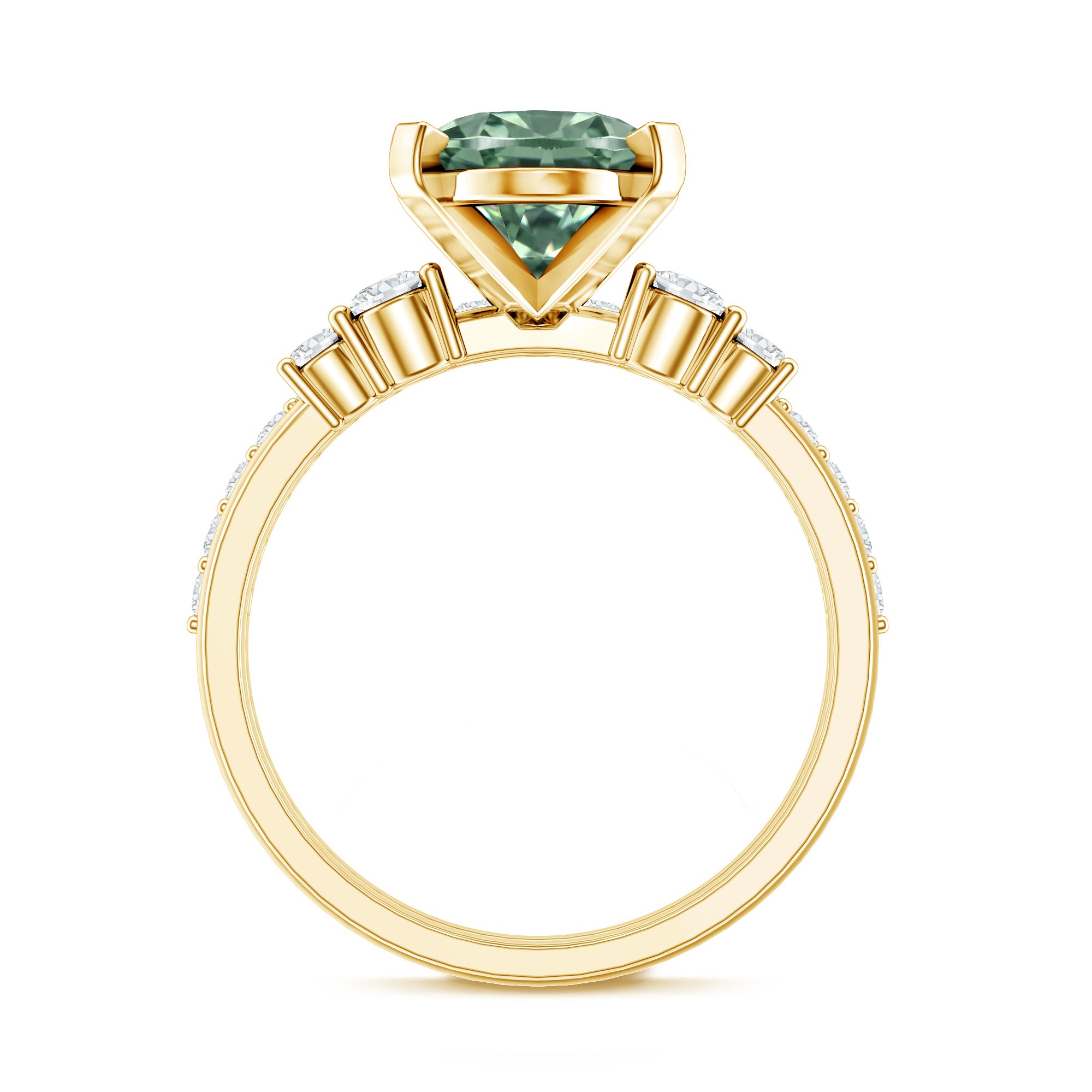 IGI Certified 3 Carat Oval Lab Grown Green Diamond Engagement Ring with Wedding Band Vivid Green - VS1 - Rosec Jewels