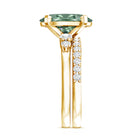 IGI Certified 3 Carat Oval Lab Grown Green Diamond Engagement Ring with Wedding Band Vivid Green - VS1 - Rosec Jewels