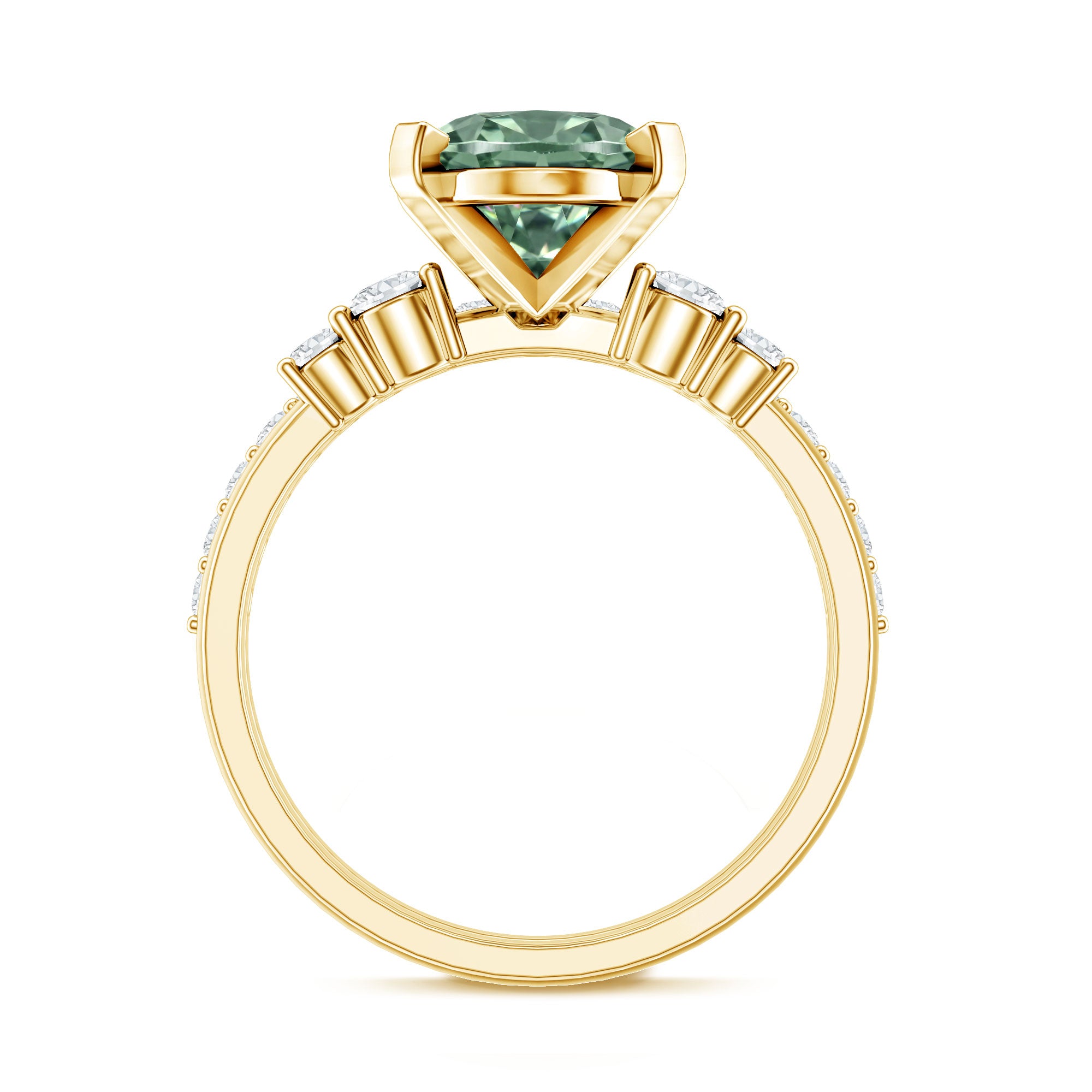 IGI Certified Oval Lab Grown Green Diamond Wedding Ring Set 4 Carat Vivid Green - VS1 - Rosec Jewels