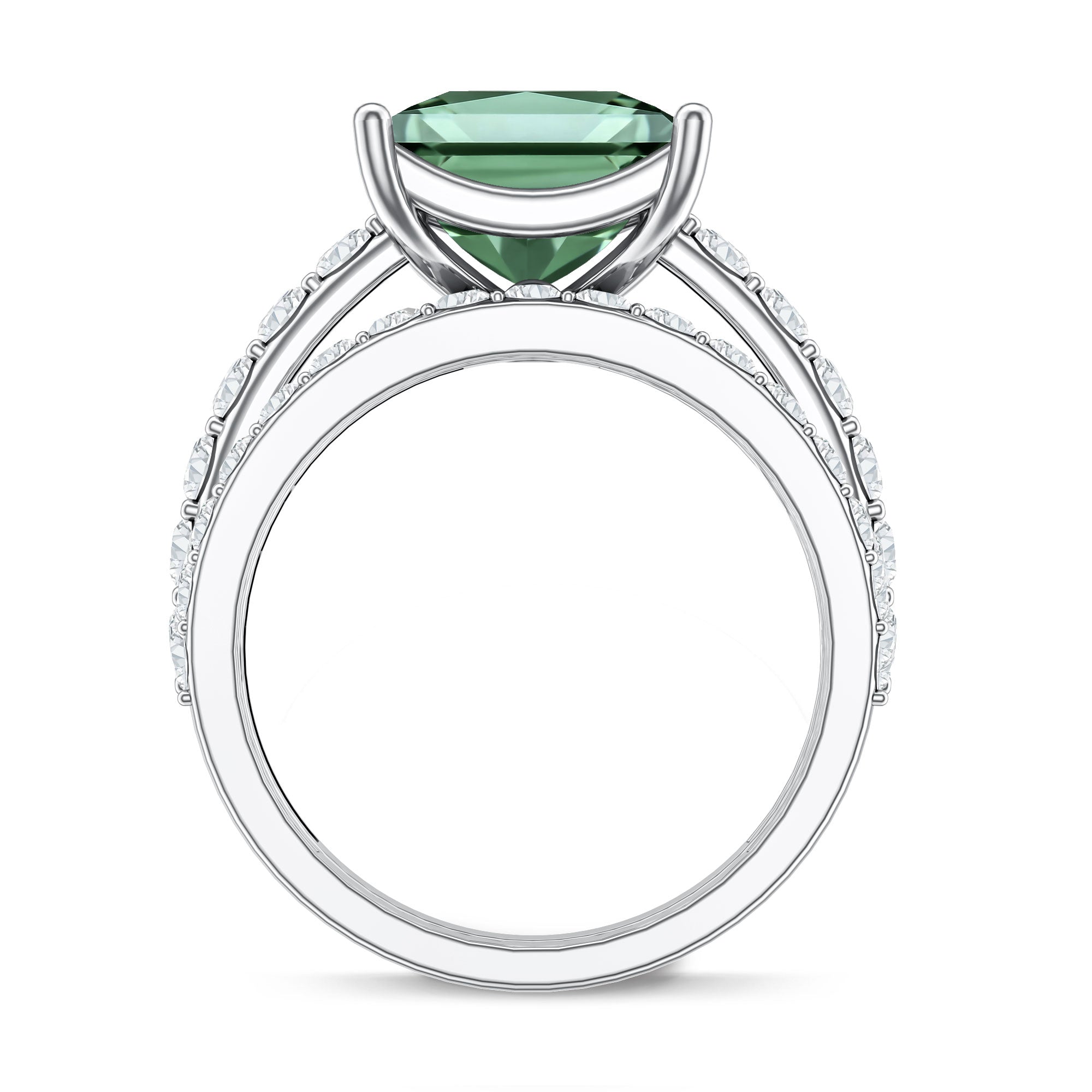 Rosec Jewels-IGI Certified Princess Cut 2 Carat Lab Grown Green Diamond Wedding Ring Set